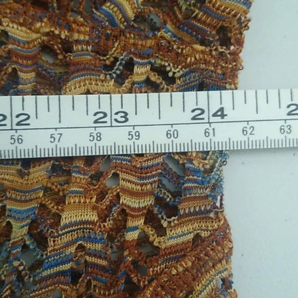 ONE WORLD SHEER CROCHET SHORT SLEEVE OVER TANK TOP,FALL COLORS, TUNIC - Picture 7 of 9